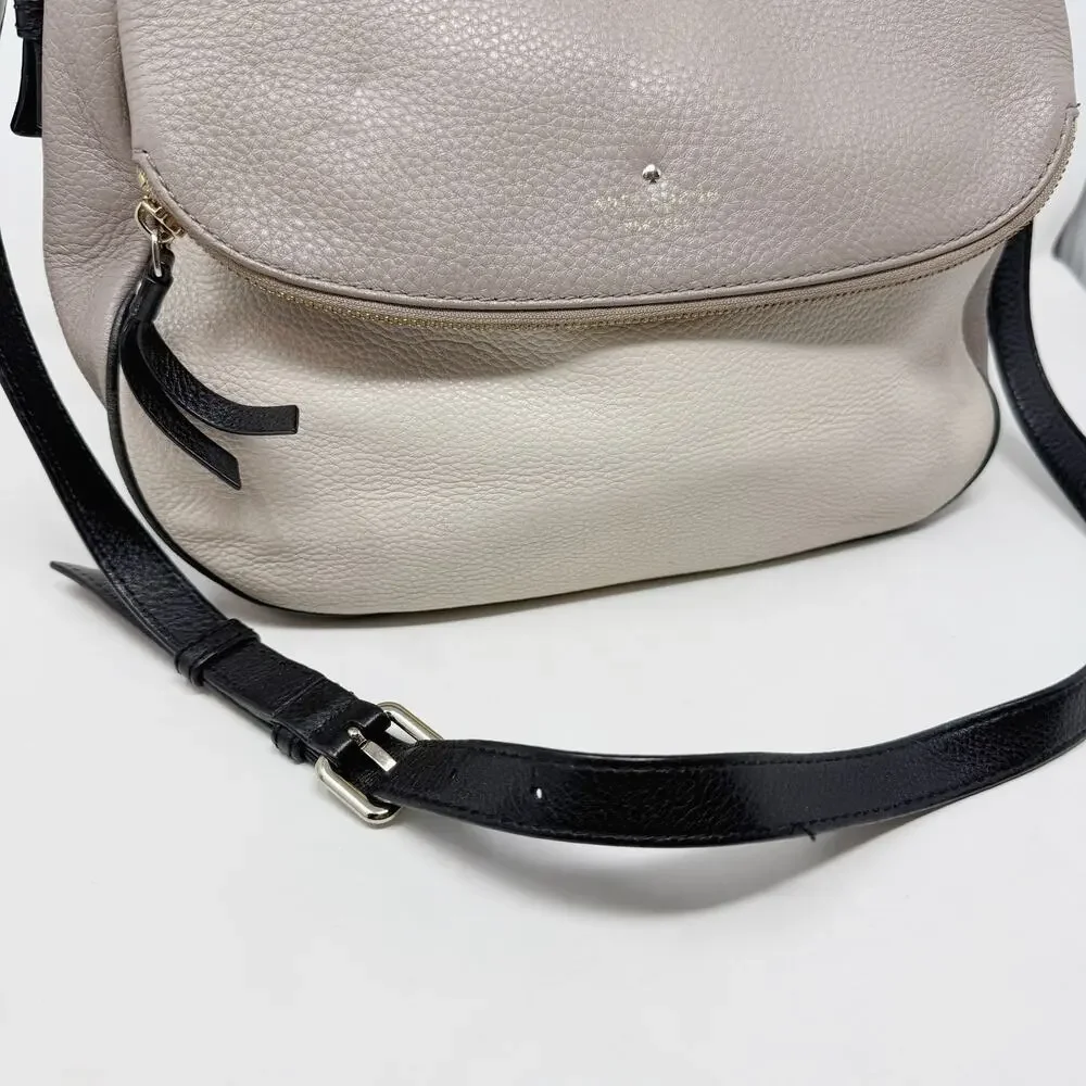 Kate Spade Gray Black Leather Cobble Hill Devin Satchel Bag Purse Crossbody Hobo